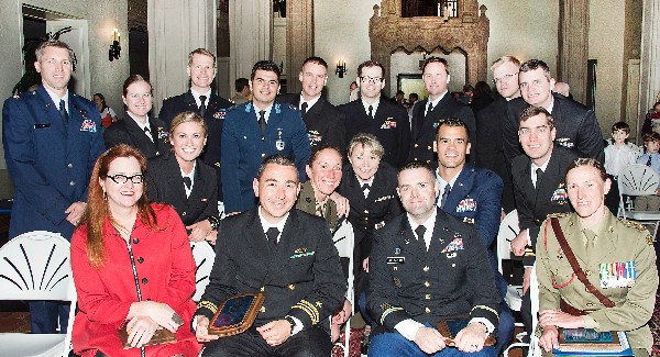 Winter Quarter 2016 Pre-Graduate Academic Honors Awardees CIV, USN USAF, USMC, USA, Royal Australian Army, Turkish Air Force in April. (Photo credit: Javier Chagoya) 
